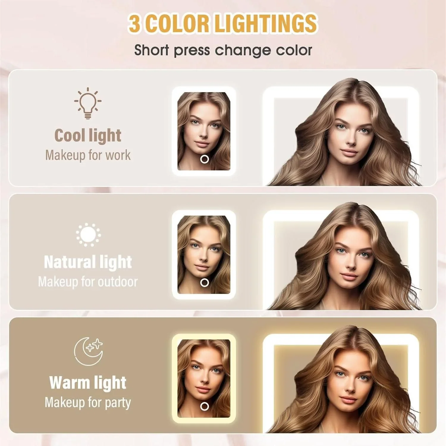 ✨ GlamGlow™ Luxe – Tricolour LED Leather Makeup Vanity - Image 7