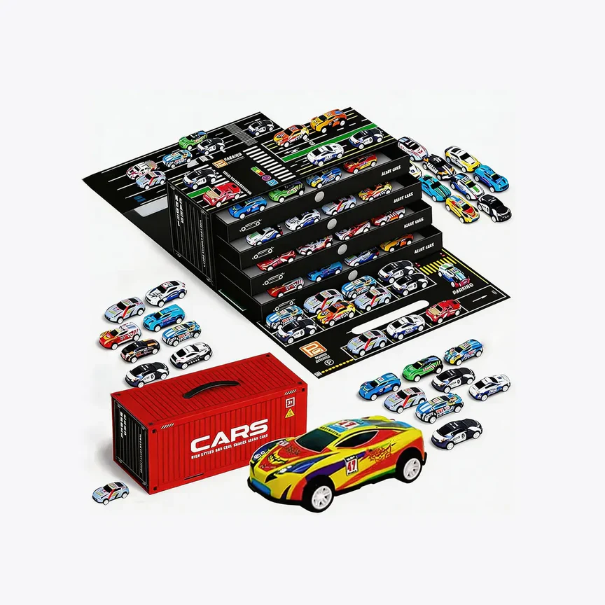 Mini Pull-Back Cars Set with Built-In Garage Set