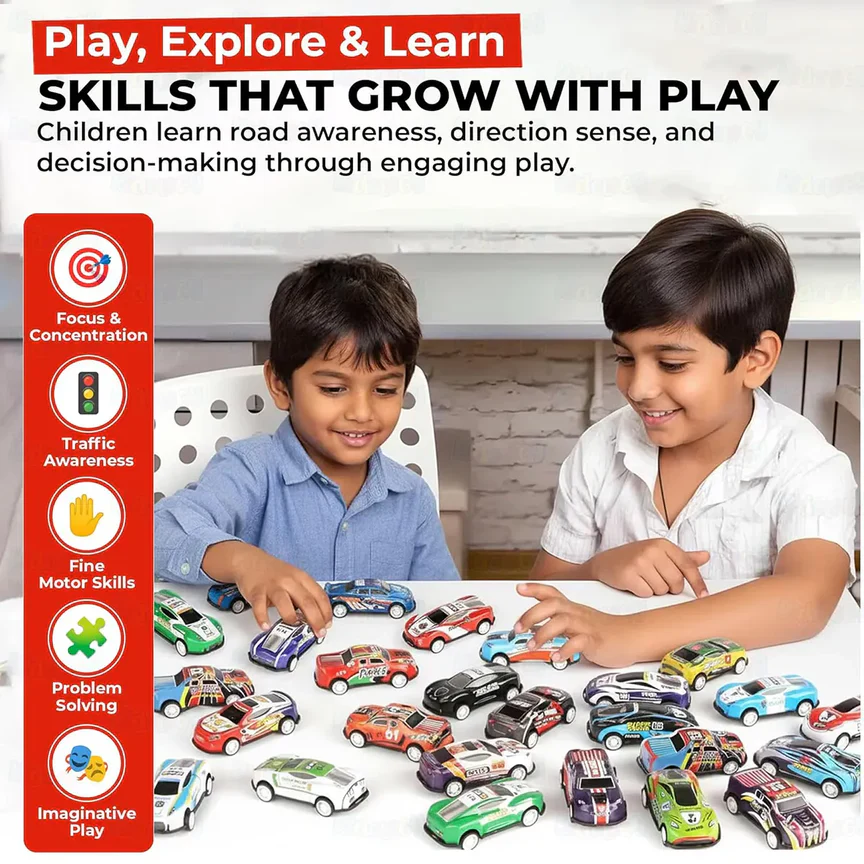 Mini Pull-Back Cars Set with Built-In Garage Set - Image 7