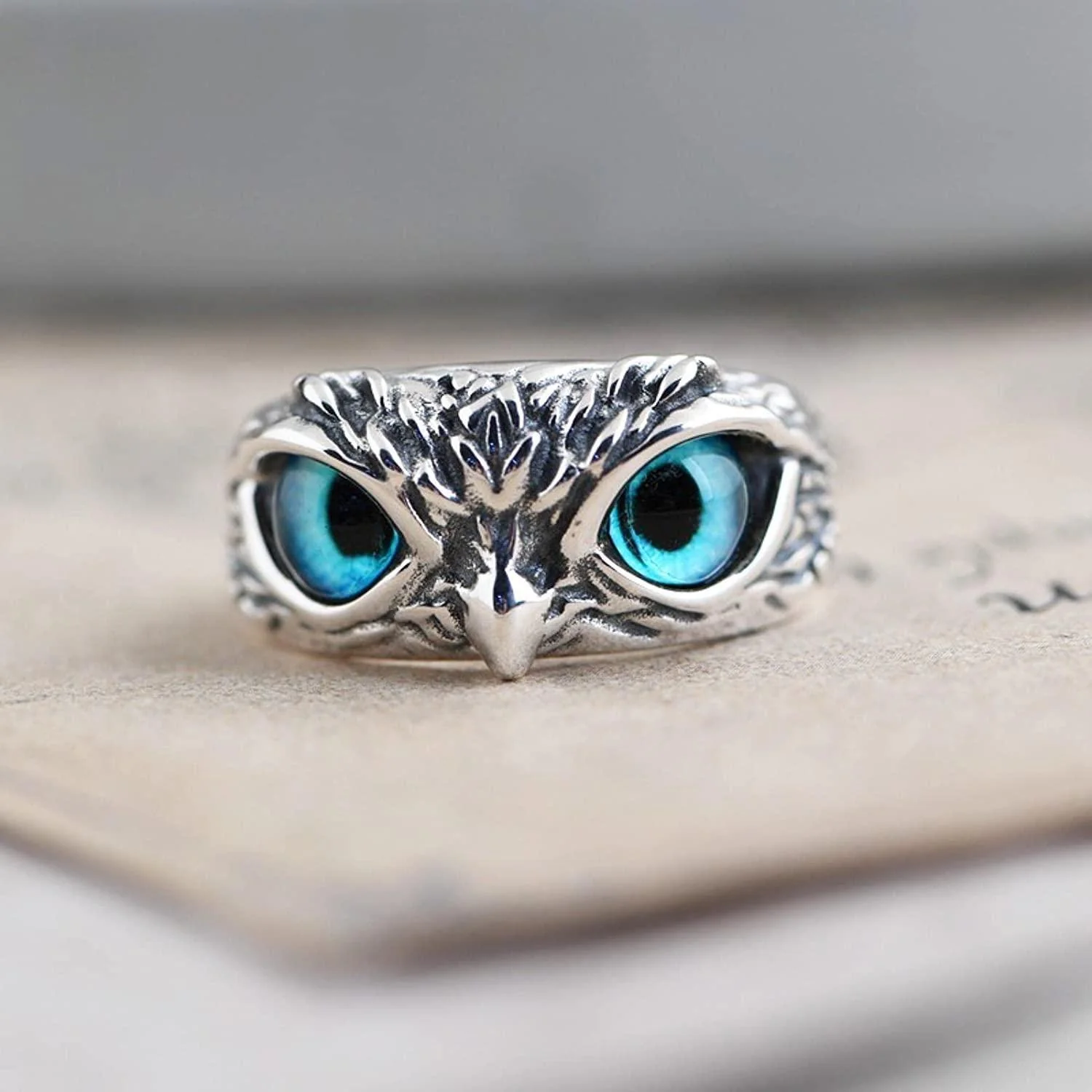925 Silver Owl Ring (Adjustable size) - Image 6