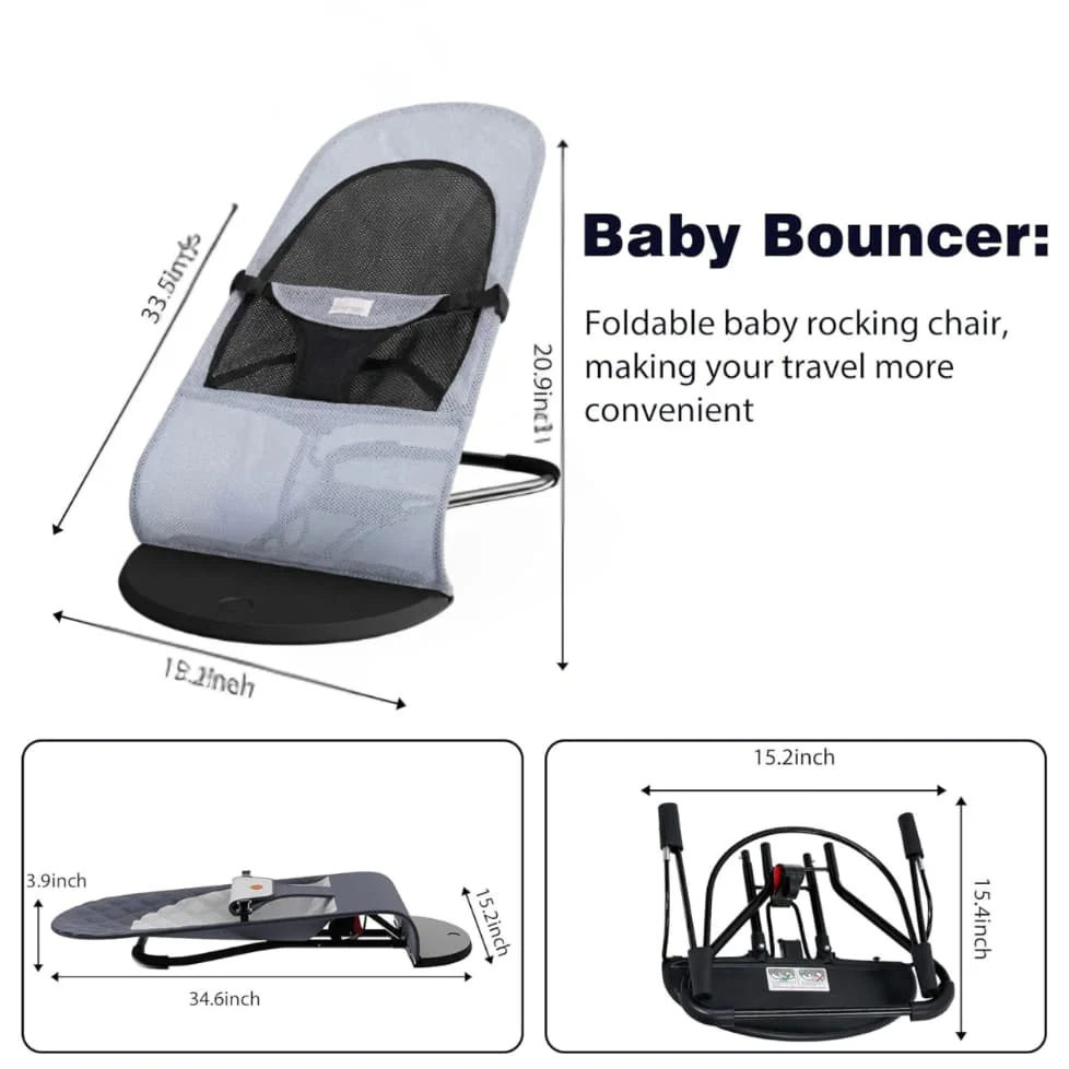 Portable Baby Bouncer Seat for Infants, 0-18 Months, 3 Modes of Use with Rocker & Stationary Options - Image 6