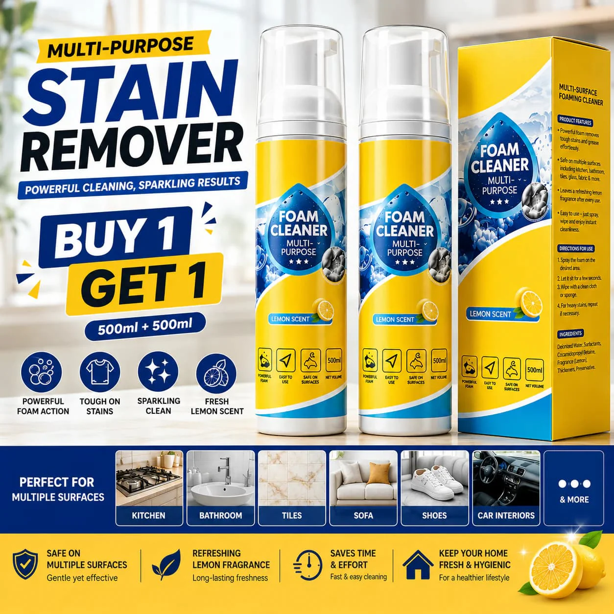 Heavy Duty All in One Multi-Purpose Stain Remover - Buy 1 Get 1 Free