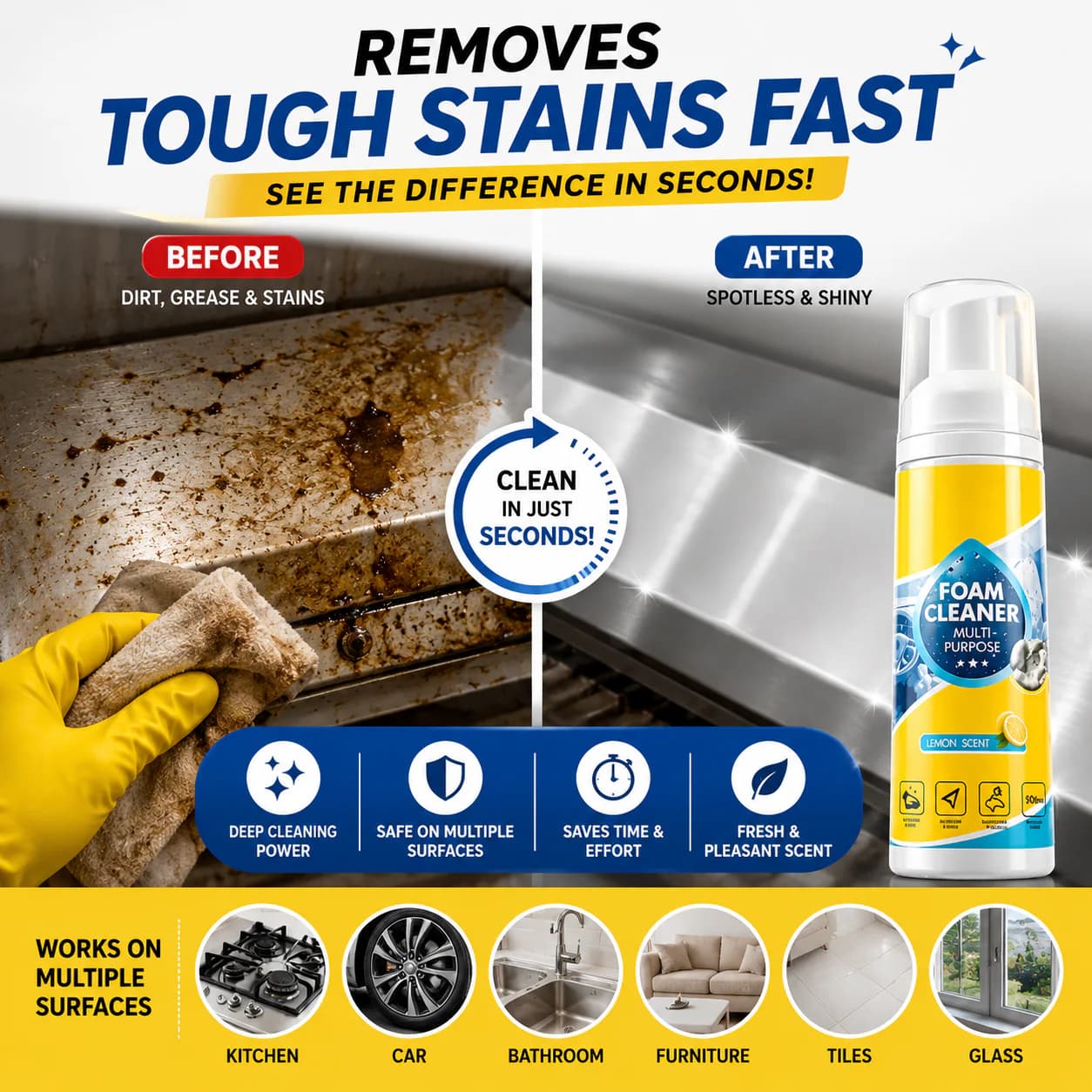 Heavy Duty All in One Multi-Purpose Stain Remover - Buy 1 Get 1 Free - Image 2
