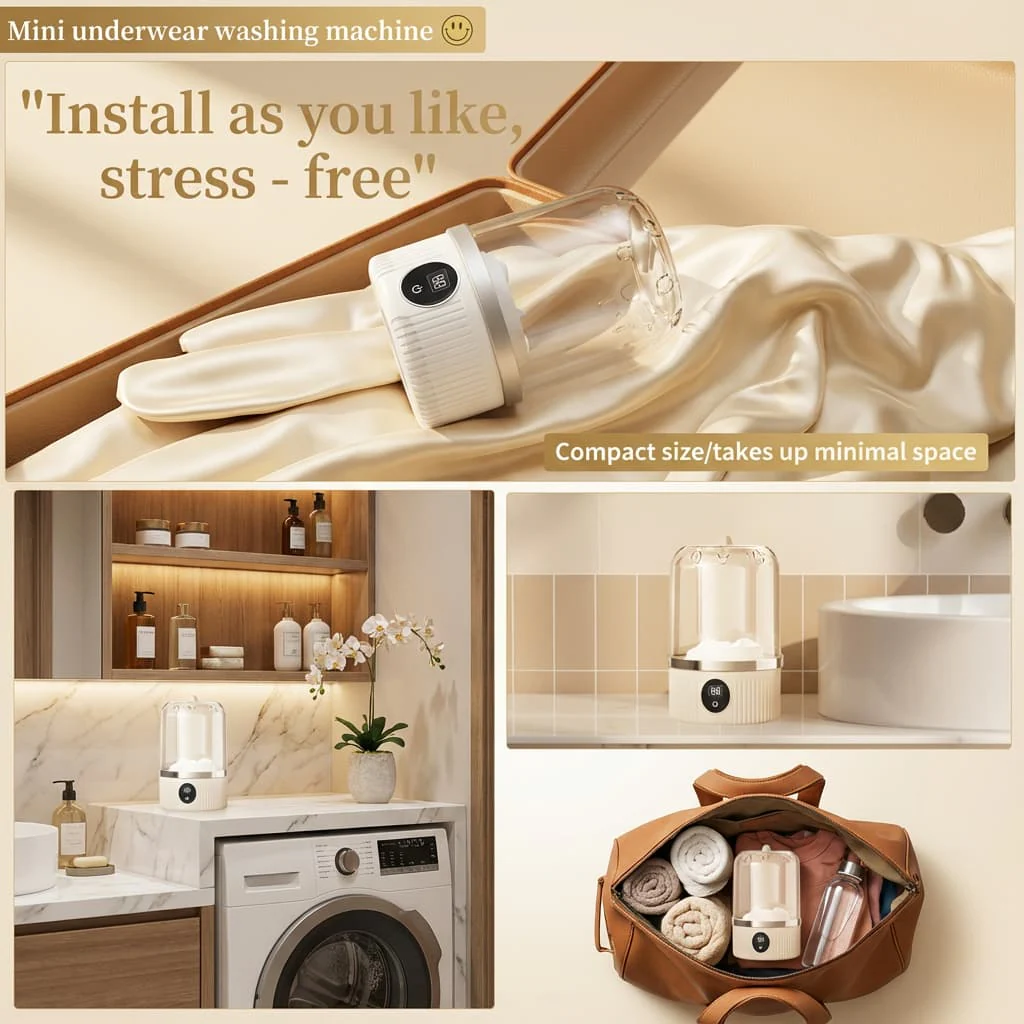 Premium Mini Underwear Washing Machine – Rechargeable Cordless Laundry Cup for Bras, Underwear & Socks - Image 10