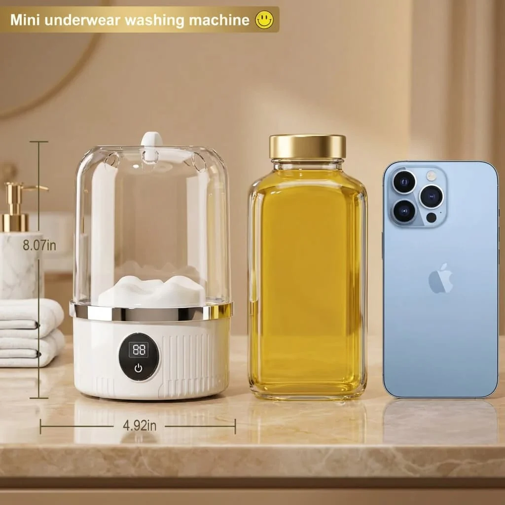 Premium Mini Underwear Washing Machine – Rechargeable Cordless Laundry Cup for Bras, Underwear & Socks - Image 7
