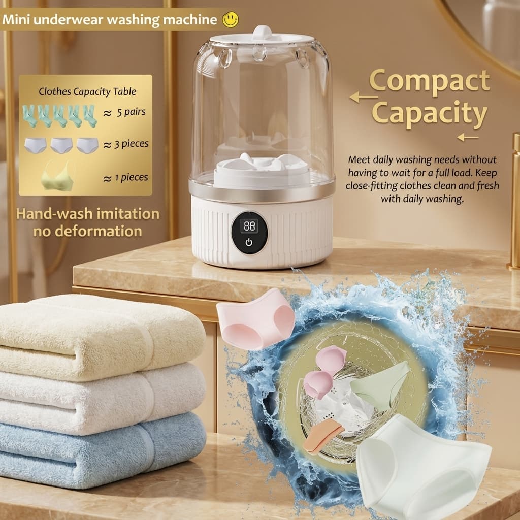 Premium Mini Underwear Washing Machine – Rechargeable Cordless Laundry Cup for Bras, Underwear & Socks - Image 8