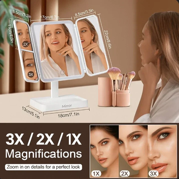 TriGlow™ Illuminated Trifold Vanity Mirror - Image 4