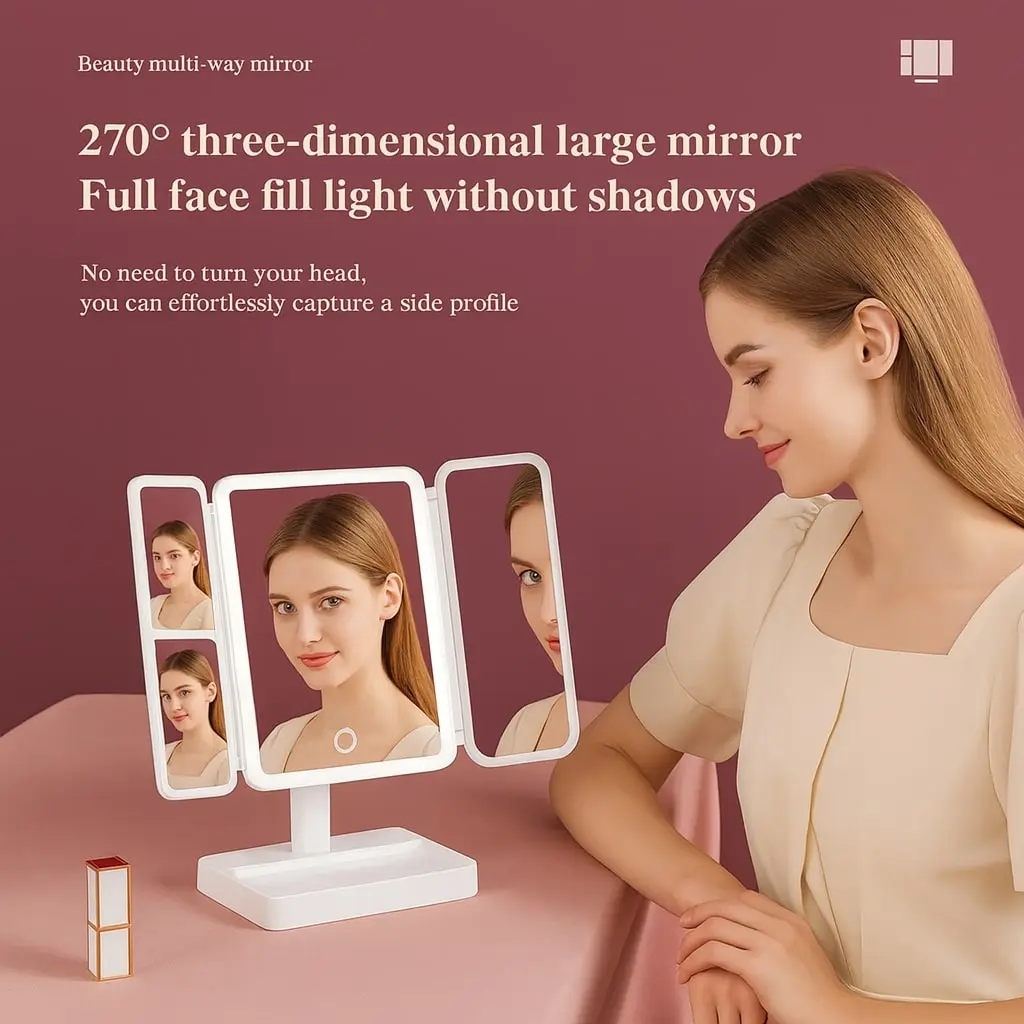 TriGlow™ Illuminated Trifold Vanity Mirror - Image 6