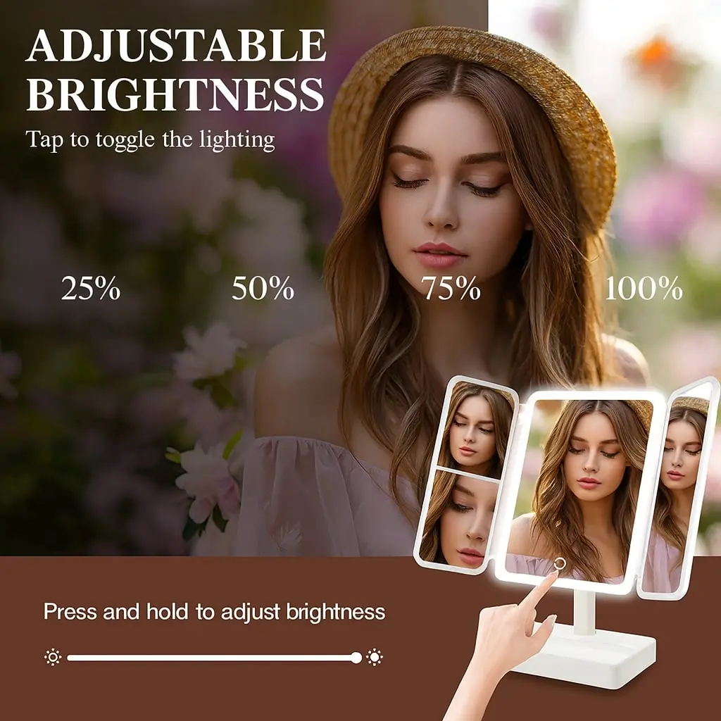 TriGlow™ Illuminated Trifold Vanity Mirror - Image 7